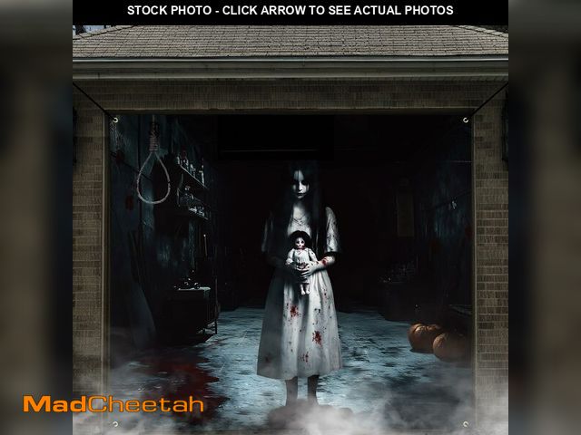 Lot 74-12705205 - Remagr Halloween Garage Door Banner Decoration Magnetic Ghost Girl Garage Door Covers Large Scary Ba...