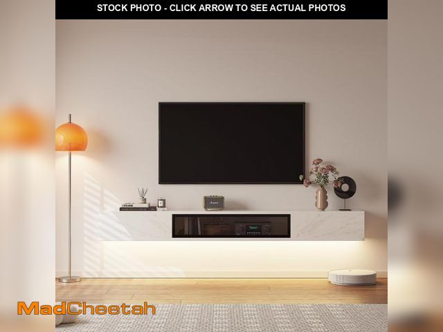 Lot 74-12205524 - FurniNova High Gloss Floating TV Stand,94'' Wall Mounted TV Console,Under TV Floating Shelf,Floating...