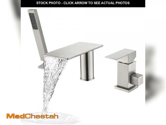Lot 74-12436789 - GUOYINDONG Waterfall Roman Tub Faucet with Sprayer, Deck Mount Tub Faucet Single Handle 3 hole Roman...