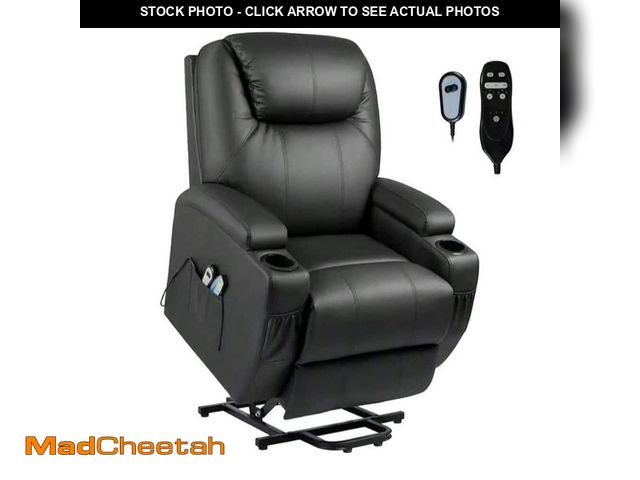 Lot 74-14244317 - LACOO Black Leather Standard (No Motion) Recliner with Power Lift - UNUSED