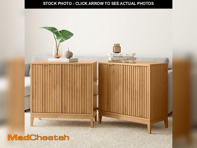 Lot 74-12630985 - Nathan James Jasper Wood Modern Sideboard Accent Storage Cabinet TV Stand with Fluted Doors, for Kit...