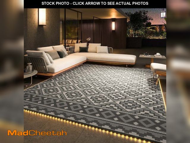 Lot 74-14289525 - SIXHOME Outdoor Rug with LED Strip Light 9'x12' Waterproof Reversible Patio Rug Modern Lightweight P...