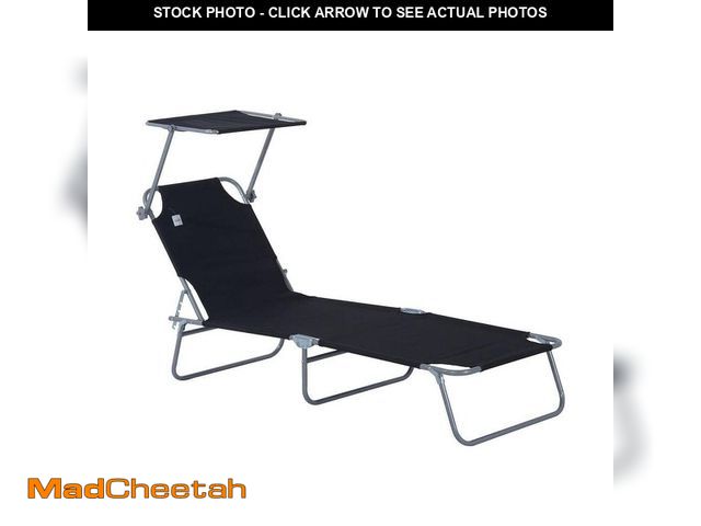 Lot 74-14242514 - Outsunny Adjustable Folding Black Oxford Cloth Outdoor Tanning Chair - UNUSED