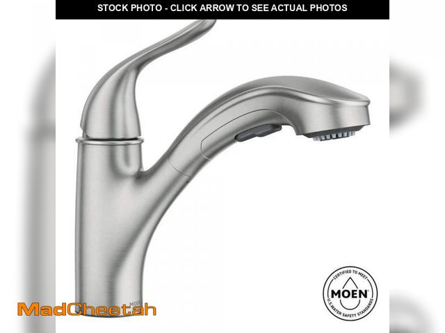 Lot 74-12383877 - MOEN Brecklyn Single-Handle Pull-Out Sprayer Kitchen Faucet with Power Clean in Spot Resist Stainles...