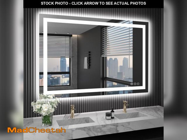 Lot 74-12493712 - LOAAO 48X36 LED Bathroom Mirror with Lights, Anti-Fog, Dimmable, Backlit + Front Lit, Lighted Bathro...