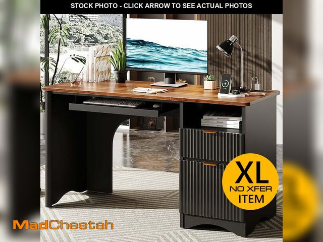 Lot 74-13610003 - Bestier 55" Computer Writing PC Desk Home Office with Power Outlets Keyboard Tray and Storage Drawer...