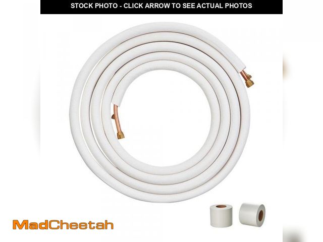 Lot 74-12146455 - VEVOR 25 ft. Mini Split Line Set 1/4 in. and 1/2 in. O.D Copper Pipes Tubing and Triple-Layer Insula...