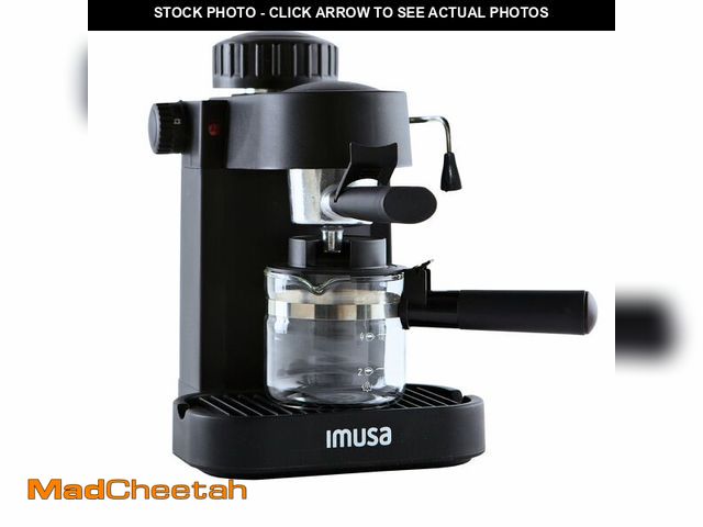 Lot 74-14209846 - IMUSA Electric Espresso Cappuccino Maker 4 Cup Capacity with Milk Frother Black Coffee Machine for H...
