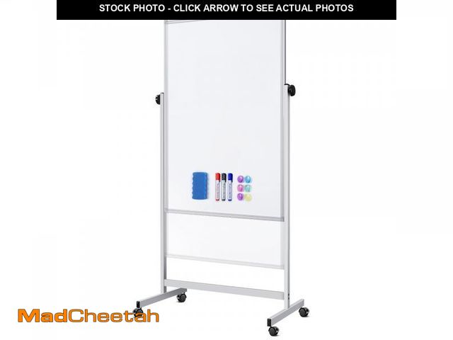 Lot 74-12493983 - Rolling Whiteboard on Wheels, 32x48 Inches Double-Sided Magnetic Dry Erase Board with Stand, Height ...