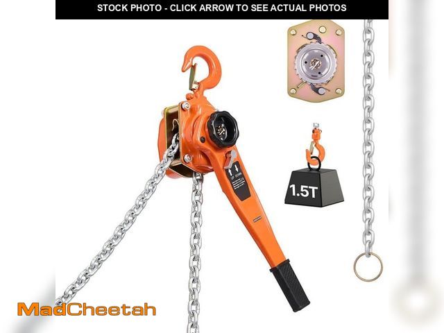 Lot 74-14345433 - SKYSHALO Manual Lever Chain Hoist, 1-1/2T 3300 lbs. Capacity Heavy Duty Come Along, 10 ft. Lift Allo...