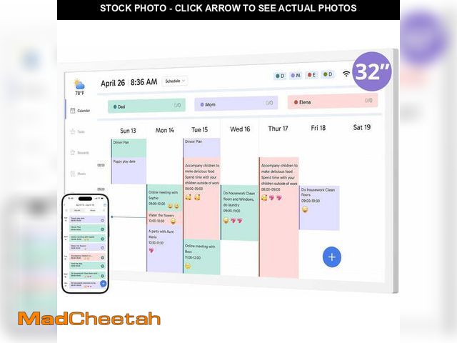 Lot 74-13043263 - Dragon Touch 32" Digital Calendar with Chore Chart, 1080P FHD Interactive Touchscreen,Ideal for Fami...