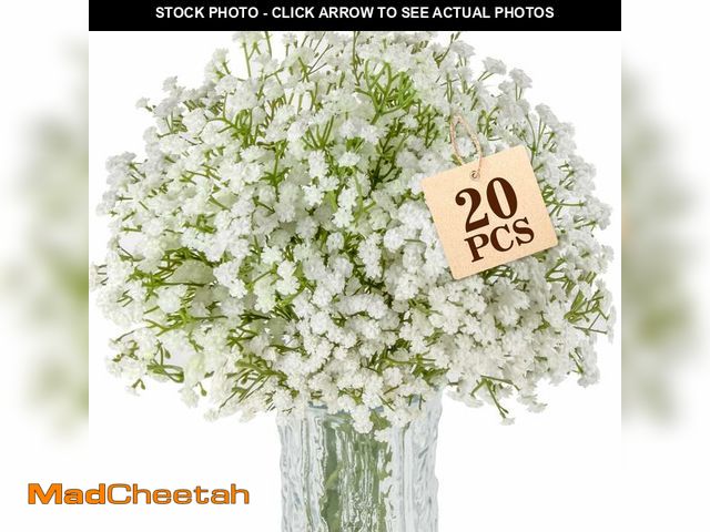Lot 74-14213876 - Sukh 20 Babys Breath Artificial Flowers - White Fake Flowers Baby's Breath Gypsophila Realistic Bouq...