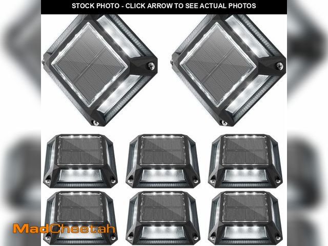 Lot 74-12801503 - JACKYLED Solar Deck Lights Driveway Dock Lights 8 Pack 12 LEDs Outdoor IP68 Waterproof Road Markers ...