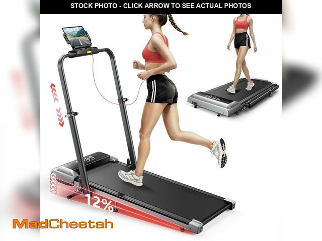 Lot 74-13791433 - Acezoe Walking Pad with 12% Incline &amp; Height-Adjustable Handlebar, 5-in-1 Foldable Treadmill for...