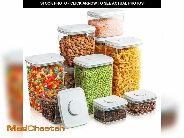 Lot 74-13329819 - Tourdeus Airtight Pop Food Containers with Lids, 10 PCS Kitchen and Pantry Organization Canisters fo...
