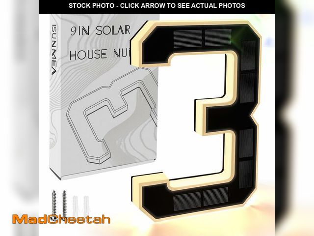 Lot 74-14060708 - ISUNMEA 9 Inch Solar Lighted House Numbers for Outside, Light Up Waterproof LED Address Numbers Sign...