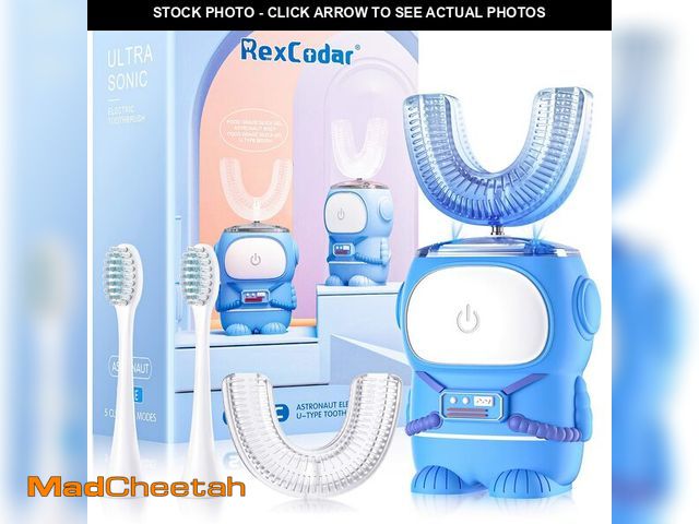 Lot 74-13719258 - RexCodar Ultrasonic Kid's U-Shaped Electric Toothbrush, IPX7 Waterproof, Five Cleaning Modes,Cartoon...
