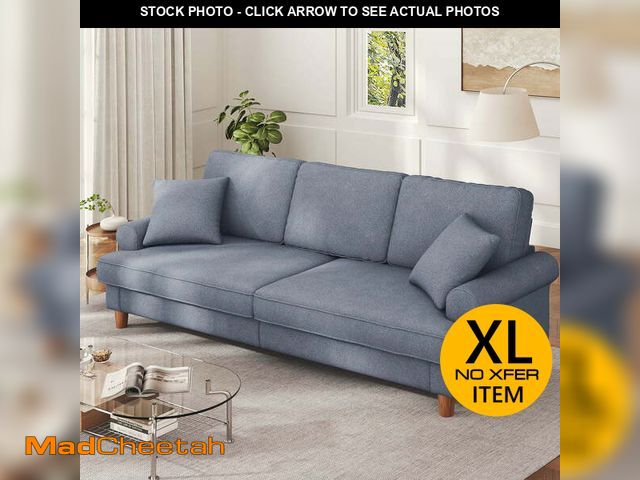 Lot 74-13108903 - 87" Sofa Couch, Comfy Extra Deep Seat 3 Seater Couch for Living Room with Soft Upholstered Round Arm...