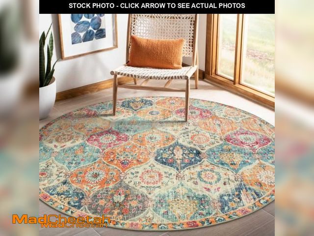 Lot 74-11874289 - Lahome Moroccan Trellis Washable Round Area Rug, Soft Round Rugs 6ft Ultra-Thin Non-Slip, Vintage La...