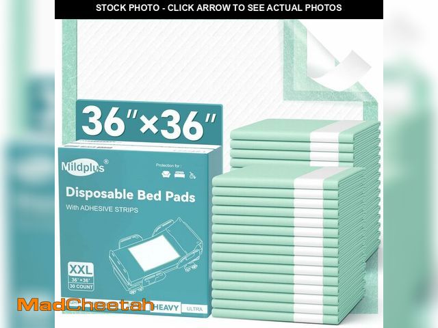 Lot 74-13545925 - MILDPLUS Bed Pads with Adhesive Strips 36''X36'', 30 Count Chucks Disposable Underpads Extra Large T...