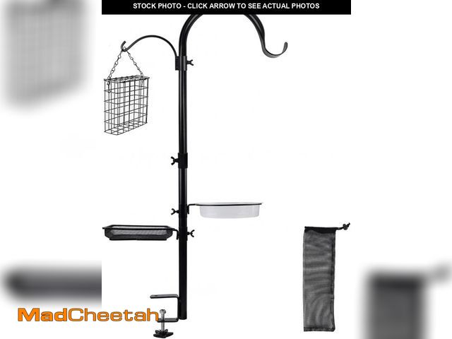 Lot 74-12125771 - yosager Deck Hook Bird Feeder Pole Bird Bath Feeding Station Kit, Porch Multi Hook Railing Hanging K...