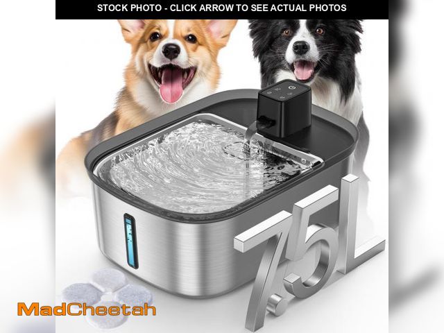 Lot 74-12444377 - Wireless 7.5l/254oz/2Gal Dog Water Fountain for Large Dogs Stainless Steel, Quiet Pet &amp; Cat Wate...