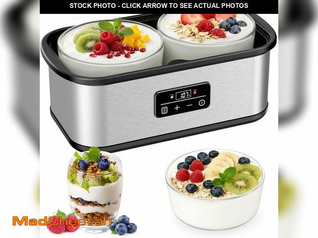 Lot 74-14205837 - Adjustable Temp &amp; Time Yogurt Maker with Auto Shut-Off, Constant Fermentation, with Two 925ml Gl...