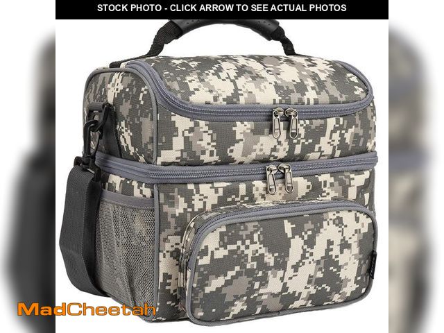 Lot 74-12114637 - FlowFly Double Layer Cooler Insulated Lunch Bag Adult Lunch Box Large Tote Bag for Men, Women, With ...