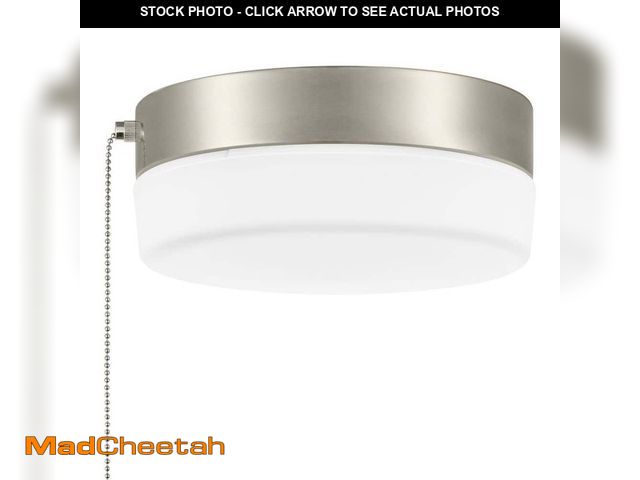 Lot 74-14607232 - Hampton Bay Hanafin 9 in. Light Brushed Nickel Integrated LED Ceiling Flush Mount w/ Glass Shade and...