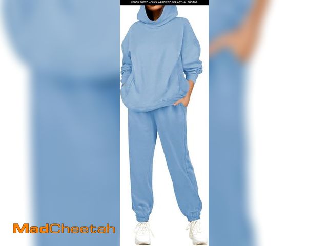 Lot 74-12328626 - Linsery Womens Hooded Sweatshirt and Jogger Set Hoodie Sweatpants Sport Outfits Sweatsuits Blue L - ...