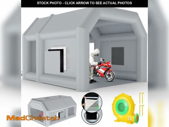 Lot 74-13281703 - LVAOSTT 13x12x8.2FT Inflatable Paint Booth Portable Spray Booth Tent with Air Blowers and Double Lay...