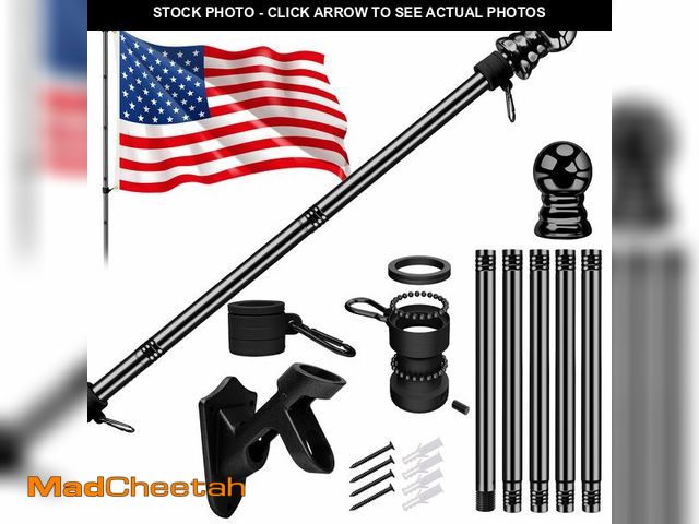 Lot 74-14206053 - American Flag with Pole for House Outside, Including 5Ft Heavy Duty Flag Aluminum Poles Kit and 100%...