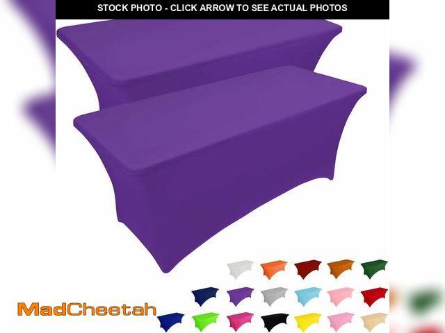 Lot 74-12973611 - IVAPUPU 2 Pack 6FT Table Cloth for Rectangular Fitted Events Stretch Purple Table Covers Washable Sp...