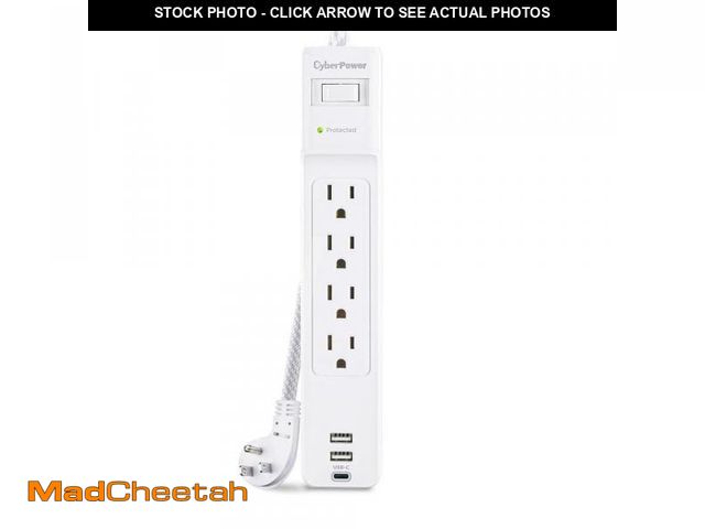 Lot 74-11825608 - CyberPower 5 ft. 2 USB-A, 1 USB-C 1500J 4-Outlet Surge Protector - UNUSED