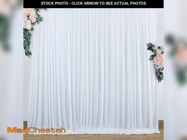 Lot 74-14263146 - 10 ft x 10 ft Wrinkle Free White Backdrop Curtains for Wedding Parties, Polyester Photography Backdr...