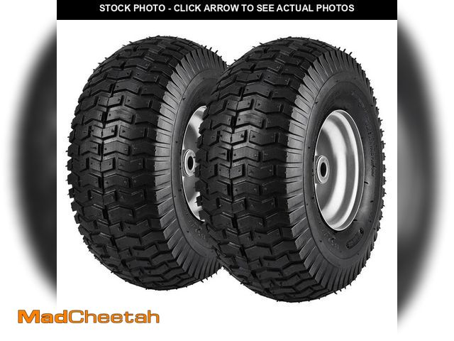 Lot 74-14255843 - *DIRTY* SKYSHALO Lawn Mower Tires 15x6-6in. Lawn Tractor Tires 2-Pack Tire and Wheel Assemblies Turf...