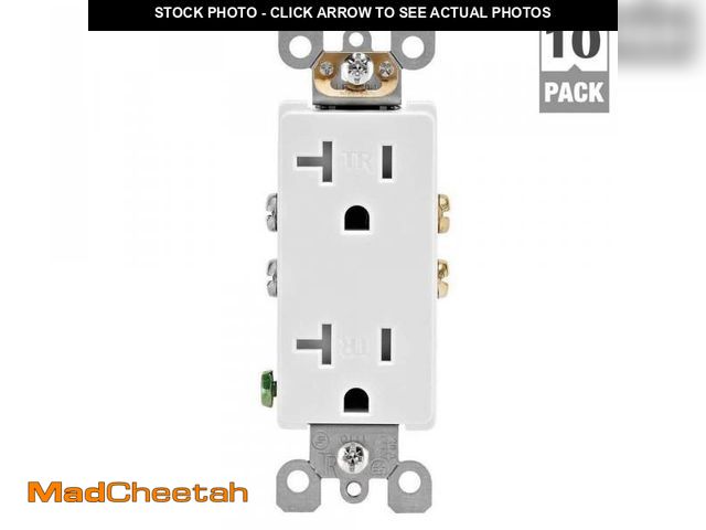 Lot 74-12532193 - Leviton Decora 20 Amp 125 V Tamper Resistant Duplex Outlet/Receptacle, White (10-Pack) T5825-WMP - U...
