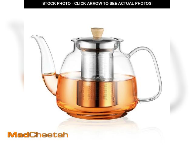 Lot 74-12970765 - CNGLASS Glass Teapot with Infuser(37.5oz),Clear Tea Kettle with Removable Stainless Steel Strainer,S...