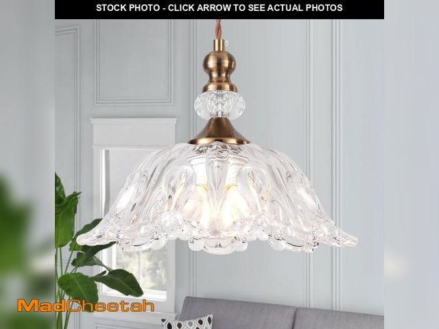 Lot 74-11548582 - CWarmozy Vintage Small Glass Pendant Light Fixtures for Kitchen Island 10.6" Farmhouse Brass Gold Ad...