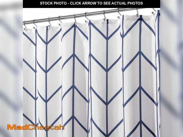 Lot 74-12309972 - mDesign Fabric Geometric Shower Curtain - Herringbone Chevron Print with Reinforced Buttonholes for ...