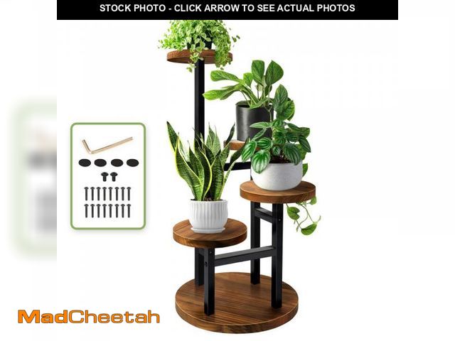 Lot 74-12047701 - AUGOSTA 4 Tier Corner Plant Stand, Tall Metal Wood Plant Shelf Holder for Indoor, Outdoor Display Ra...