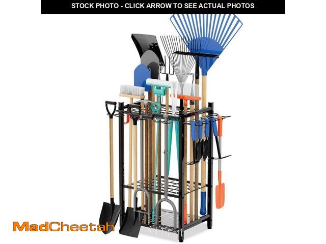 Lot 74-12559462 - Sttoraboks 3-Tier Garden Tool Organizer Yard Tool Tower Rack with Storage Hooks Up to 50 Tools for G...