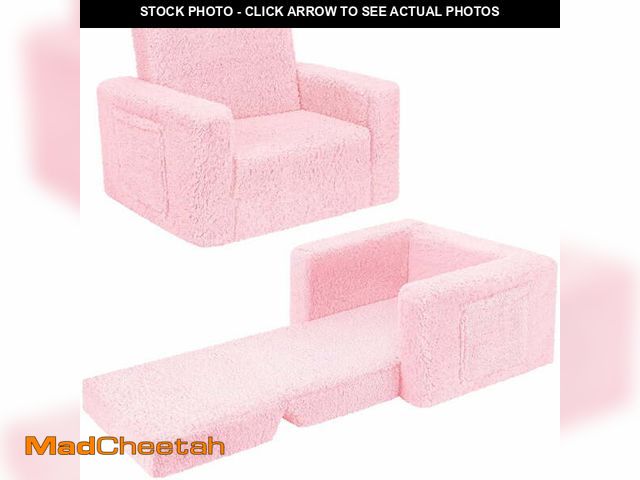 Lot 74-13818194 - Kids Chairs for Toddler, 2-in-1 Toddler Soft Sherpa Couch Fold Out, Convertible Sofa to Lounger for ...
