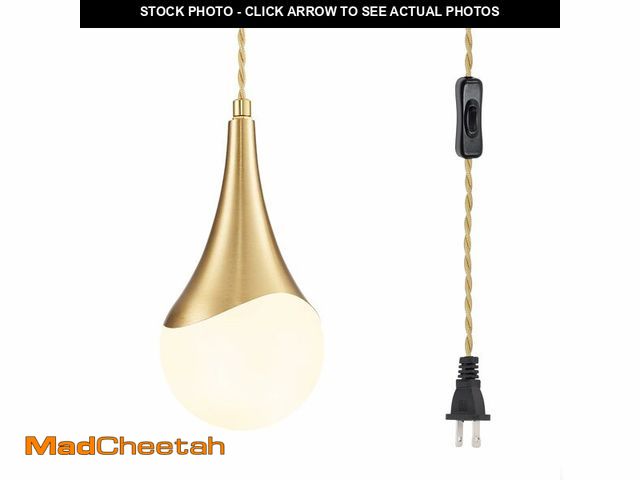 Lot 74-13717861 - MWZ Gold Plug in Pendant Light,Hanging Lights with Plug in Cord On/Off Switch, Mini Brass Pendant Li...