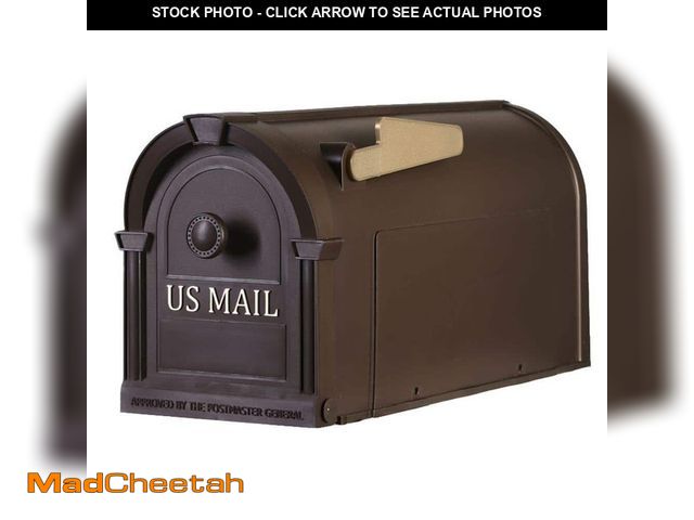 Lot 74-14560805 - Postal Pro Post-Mount Hampton Mailbox in Bronze with Gold Lettering - UNUSED