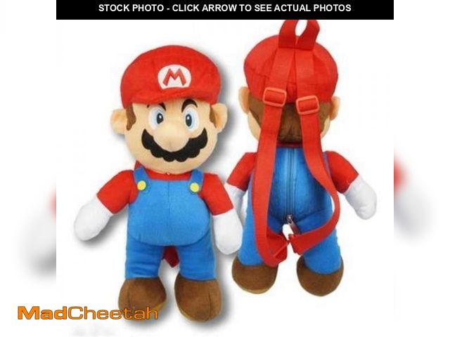Lot 74-12525744 - Nintendo 2328549 Super Mario Mario Plush Backpack, Red, Blue &amp; Brown - Case of 12 - UNUSED