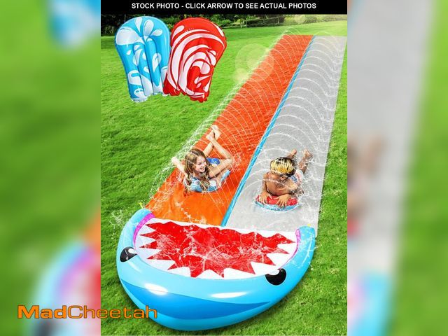 Lot 74-12052217 - SLOOSH Water Slides with 2 Inflatable Boards,22.5ft Double Lane Lawn Water Splash Slip and Slide wit...