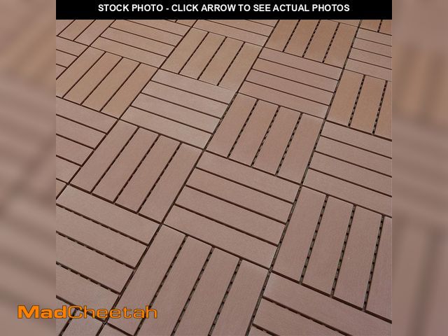Lot 74-12464844 - BTMWAY 1 ft. x 1 ft. All-Weather Plastic Square Interlocking Patio Deck Tiles, Outdoor Striped Patte...
