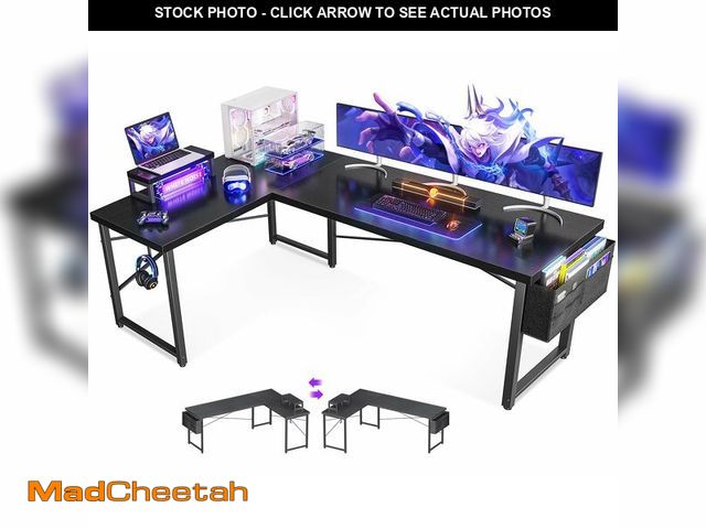 Lot 74-12898064 - ODK L Shaped Desk, 66" Computer Corner Desk, Gaming Desk, Home Office Writing Desk with Monitor Shel...