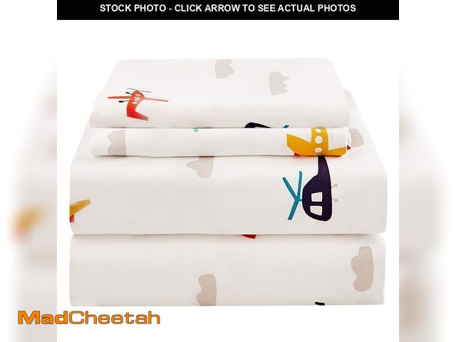 Lot 74-13626421 - JSD Airplane Kids Sheet Set Twin Size, 3 Piece Soft Printed Microfiber Bed Sheets Deep Pocket - UNUS...